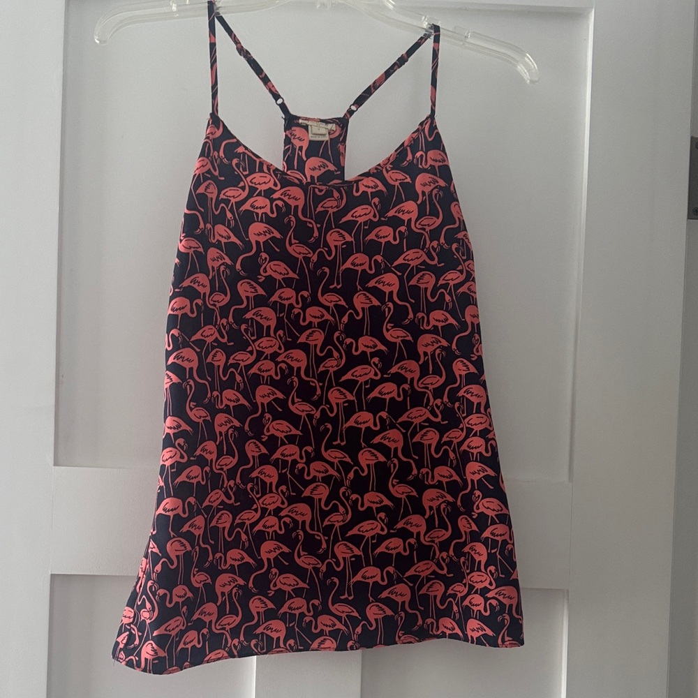 J. Crew Coral Flamingo Print Top
